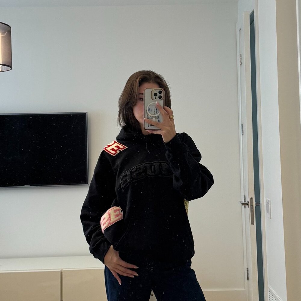 MUSE Limited Edition Letter Patch Hoodie – Black / Oversized Fit